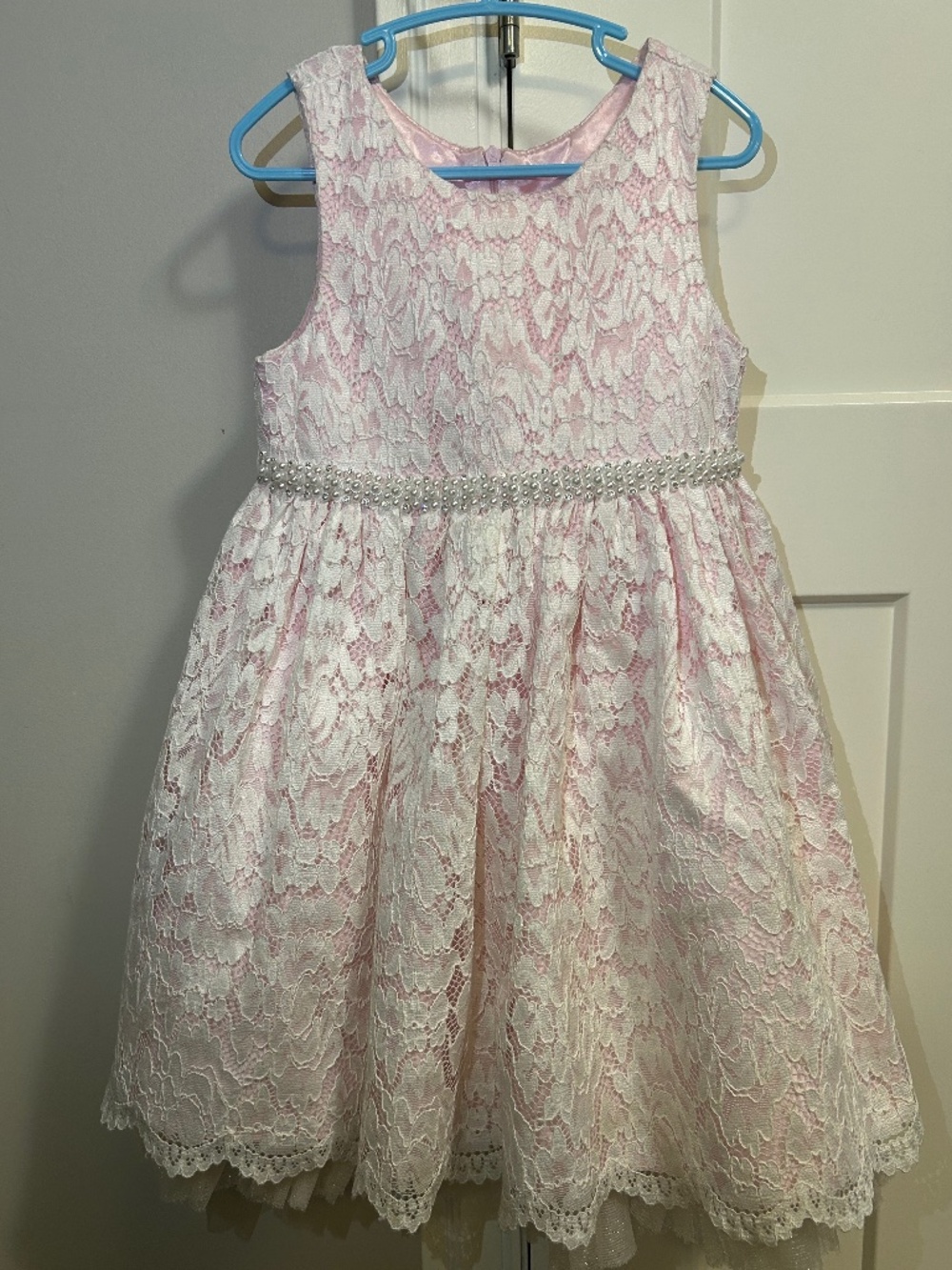 American Princess - Floral Lace - Size 5 - Solid Midi Dress + Cardigan - Pink